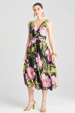 Natori Dresses|Wedding Guest Dresses-Shinjo Obi Silk Midi Dress