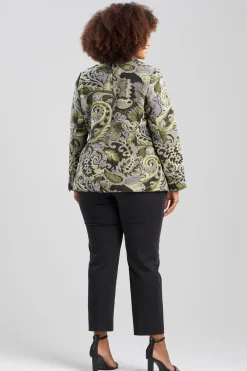 Natori Plus Sizes|Jackets & Outerwear-Shinrin Paisley Jacquard Notch Lapel Blazer