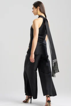 Natori Tops, Shirts & Tunics-Silk Dupioni Embroidered Halter Top