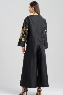 Natori Jackets & Outerwear-Silk Dupioni Embroidered Crop Jacket