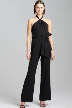 Natori Jumpsuits-Solid Crepe Halter Jumpsuit
