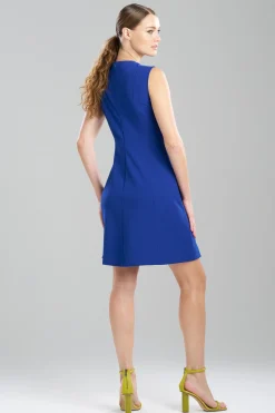 Natori Dresses-Solid Knit Crepe Pleated Dress