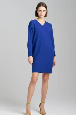 Natori Dresses-Solid Knit Crepe Wedge Dress