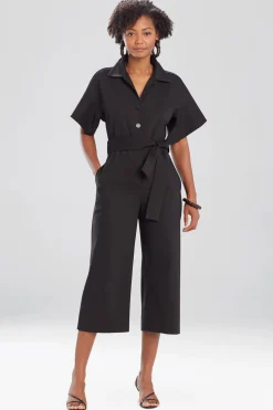 Natori Essentials|Jumpsuits-Stretch Cotton Blend Crop Jumpsuit