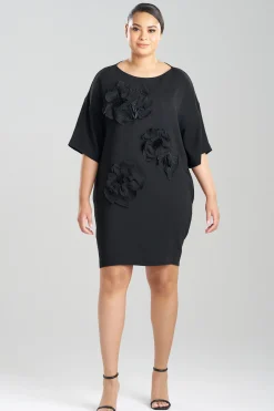 Natori Dresses-Stretch Crepe Embellished T-Shirt Dress