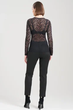 Natori Essentials|Tops, Shirts & Tunics-Stretch Scroll Lace Long Sleeve Top