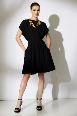 Natori Dresses|Plus Sizes-Stretch Texture Jacquard Pleated Dress