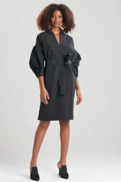 Natori Dresses-Taffeta Balloon Sleeve Shirtdress