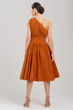 Natori Dresses|Wedding Guest Dresses-Taffeta One Shoulder Pleated Dress