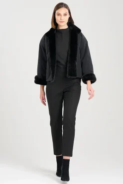 Natori Jackets & Outerwear-Taffeta Reversible Faux Mink Fur Coat