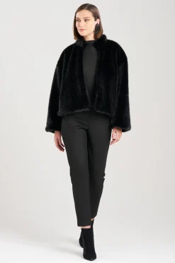 Natori Jackets & Outerwear-Taffeta Reversible Faux Mink Fur Coat