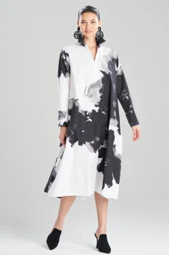 Natori Dresses-Taichou Cotton Poplin Oversized Half Placket Shirtdress