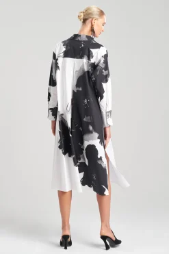Natori Dresses-Taichou Cotton Poplin Oversized Half Placket Shirtdress