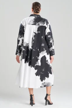 Natori Dresses-Taichou Cotton Poplin Oversized Half Placket Shirtdress