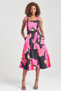 Natori Dresses-Taichou Cotton Silk Square Tank Midi Belted Dress