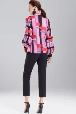 Natori Tops, Shirts & Tunics-Taisho Stripes Voile Grosgrain Top
