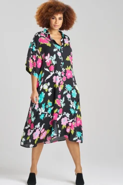 Natori Dresses-Tangier Printed Silk Georgette Shirtdress