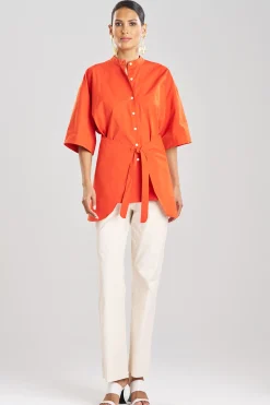 Natori Tops, Shirts & Tunics-Tech Cotton Taffeta Kimono Wrap Shirt