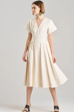 Natori Dresses-Tech Cotton Taffeta Pleated Dress