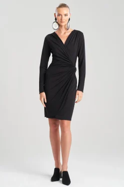 Natori Dresses-Tencel™ Jersey Long Sleeve Drape Dress
