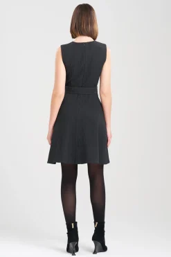 Natori Dresses-Textured Cotton Jacquard Fit & Flare Dress