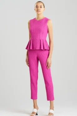 Natori Tops, Shirts & Tunics-Textured Cotton Jacquard Peplum Top