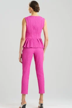 Natori Tops, Shirts & Tunics-Textured Cotton Jacquard Peplum Top