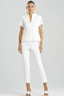Natori Tops, Shirts & Tunics-Textured Cotton Jacquard Pleated Top