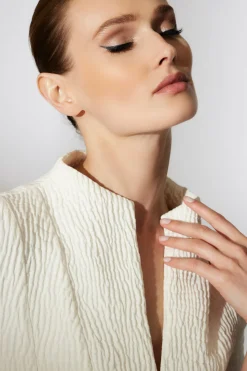 Natori Tops, Shirts & Tunics-Textured Cotton Jacquard Pleated Top