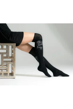 Natori Socks-Textured Cuff Dragon Over The Knee Socks