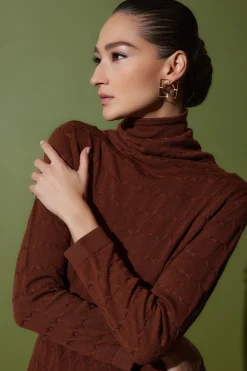 Natori Dresses|Knitwear-Textured Mandalay Turtleneck Dress