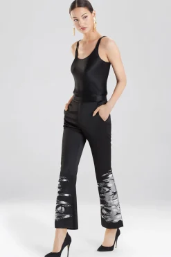Natori Pants, Skirts & Shorts-Tuxedo Satin Embroidered Pants
