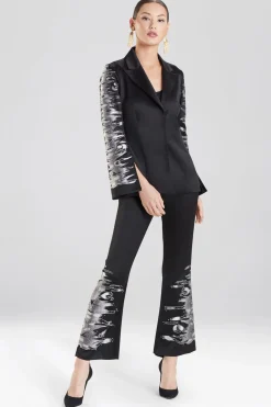 Natori Pants, Skirts & Shorts-Tuxedo Satin Embroidered Pants
