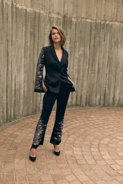 Natori Pants, Skirts & Shorts-Tuxedo Satin Embroidered Pants