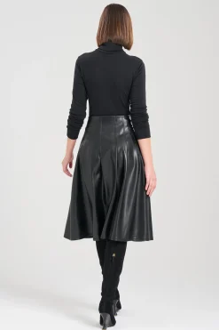 Natori Essentials|Plus Sizes-Vegan Luxe Lambskin A-line Pleated Skirt