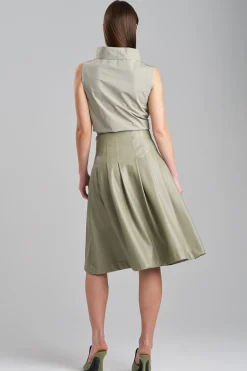 Natori Essentials|Plus Sizes-Vegan Luxe Lambskin A-line Pleated Skirt