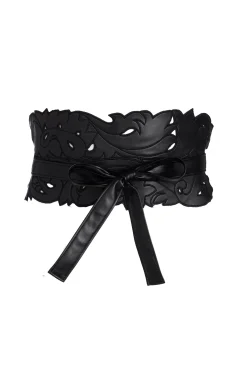 Natori Belts-Vegan Luxe Lambskin Cut Out Obi Belt