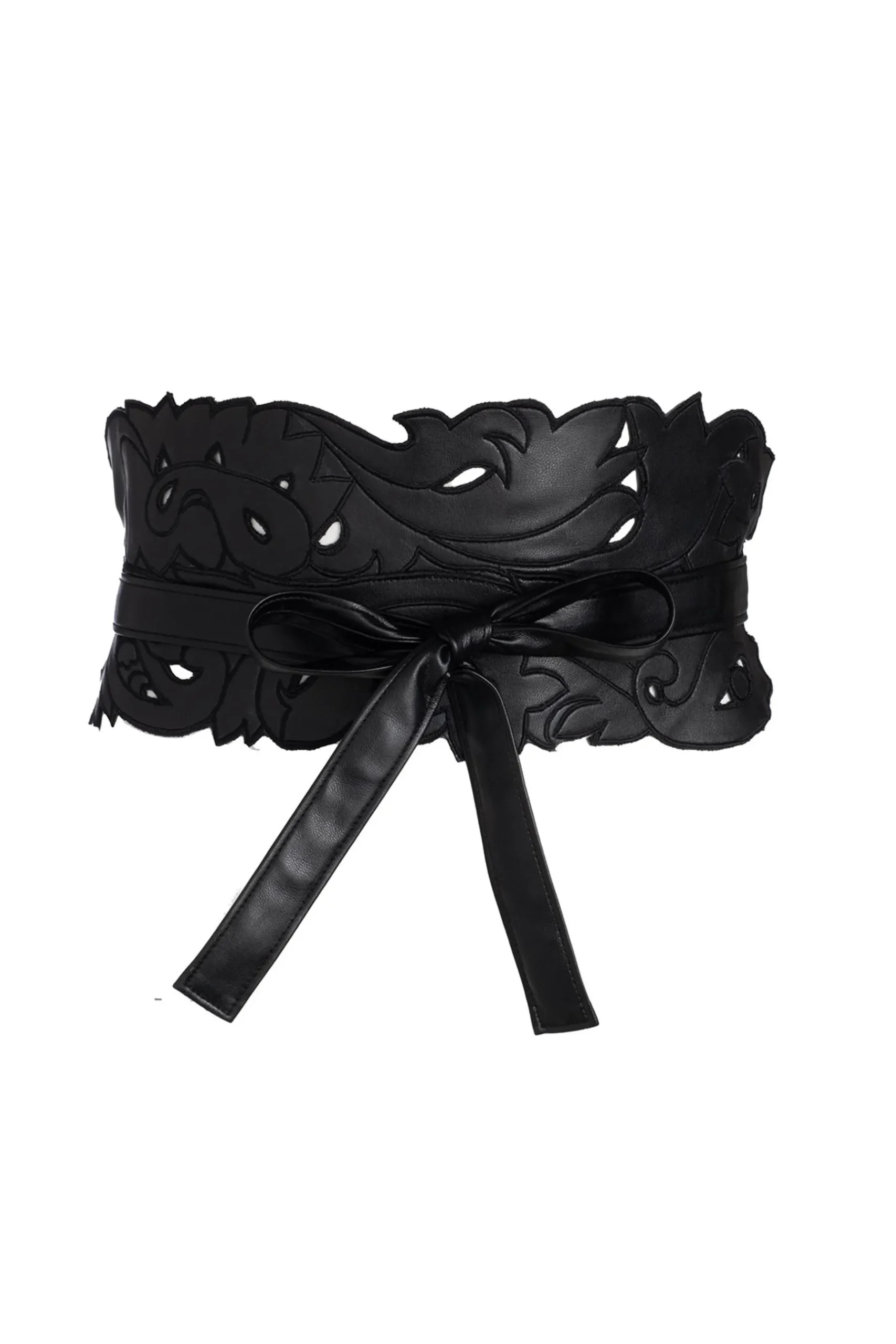 Natori Belts-Vegan Luxe Lambskin Cut Out Obi Belt