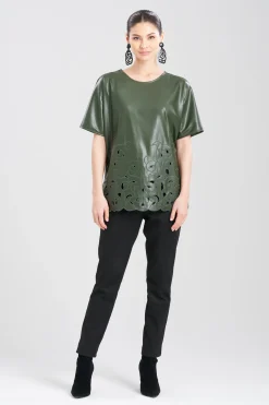 Natori Tops, Shirts & Tunics-Vegan Luxe Lambskin Embroidered T-Shirt Tunic
