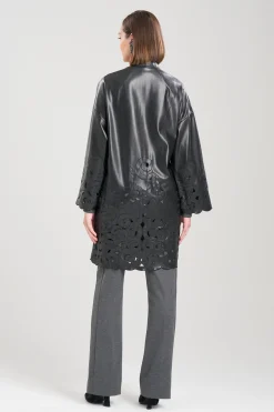 Natori Jackets & Outerwear-Vegan Luxe Lambskin Embroidered Scroll Coat