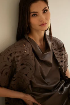 Natori Jackets & Outerwear-Vegan Luxe Lambskin Embroidered Vest