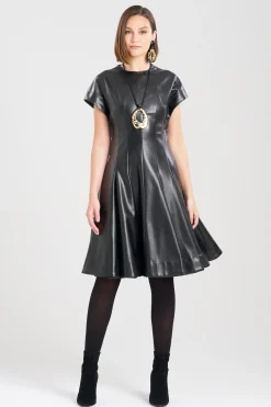 Natori Dresses-Vegan Luxe Lambskin Fit & Flare Dress