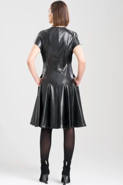 Natori Dresses-Vegan Luxe Lambskin Fit & Flare Dress