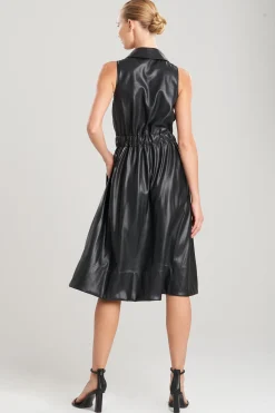 Natori Dresses-Vegan Luxe Leather Halter Shirtdress