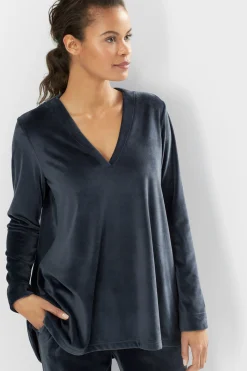 Natori Pajama Tops|Lounge Tops-Velour Long Sleeve Top