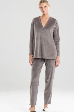 Natori Pajama Tops|Lounge Tops-Velour Long Sleeve Top