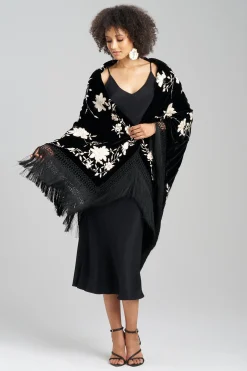 Natori Scarves & Shawls-Velvet Silk Embroidered Shawl