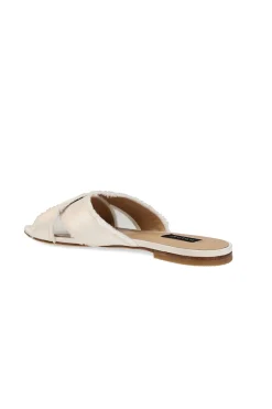 Natori Sandals|Slides-Wayu Satin Fringe Cross Slide Sandals