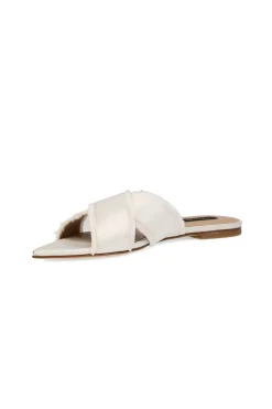 Natori Sandals|Slides-Wayu Satin Fringe Cross Slide Sandals