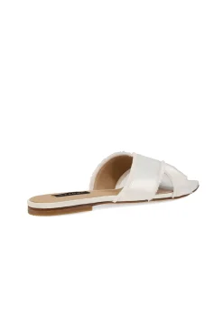 Natori Sandals|Slides-Wayu Satin Fringe Cross Slide Sandals